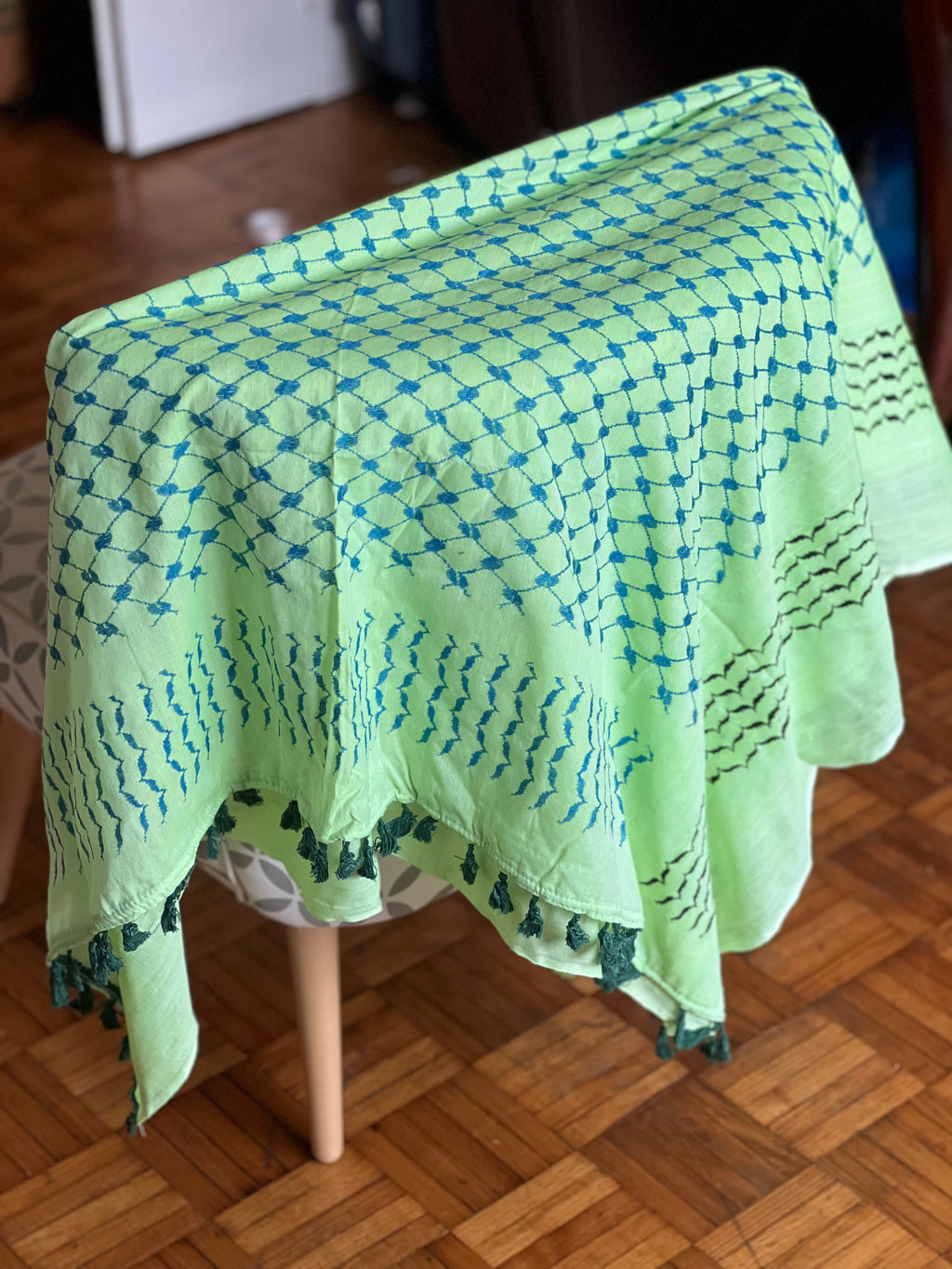 Kiffieh Palestinien authentique vert menthe