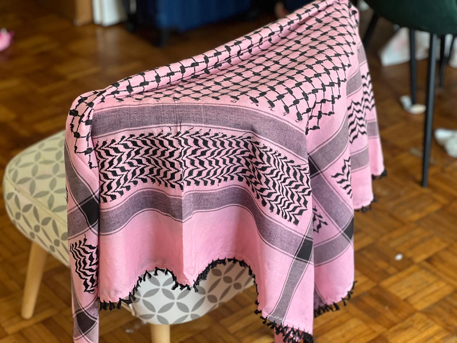 Kiffieh Palestinien bordeaux crème