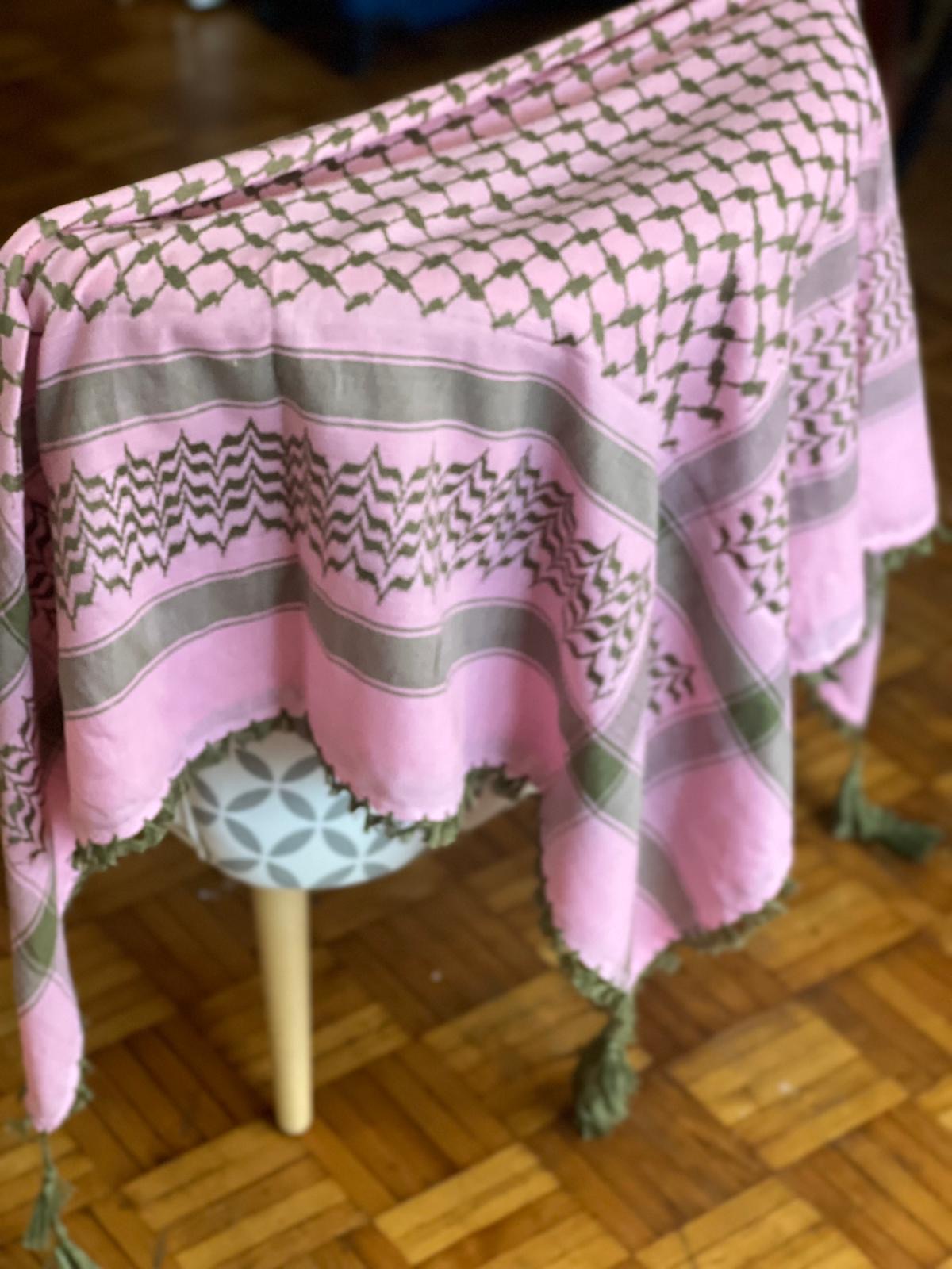 Kiffieh Palestinien bordeaux crème