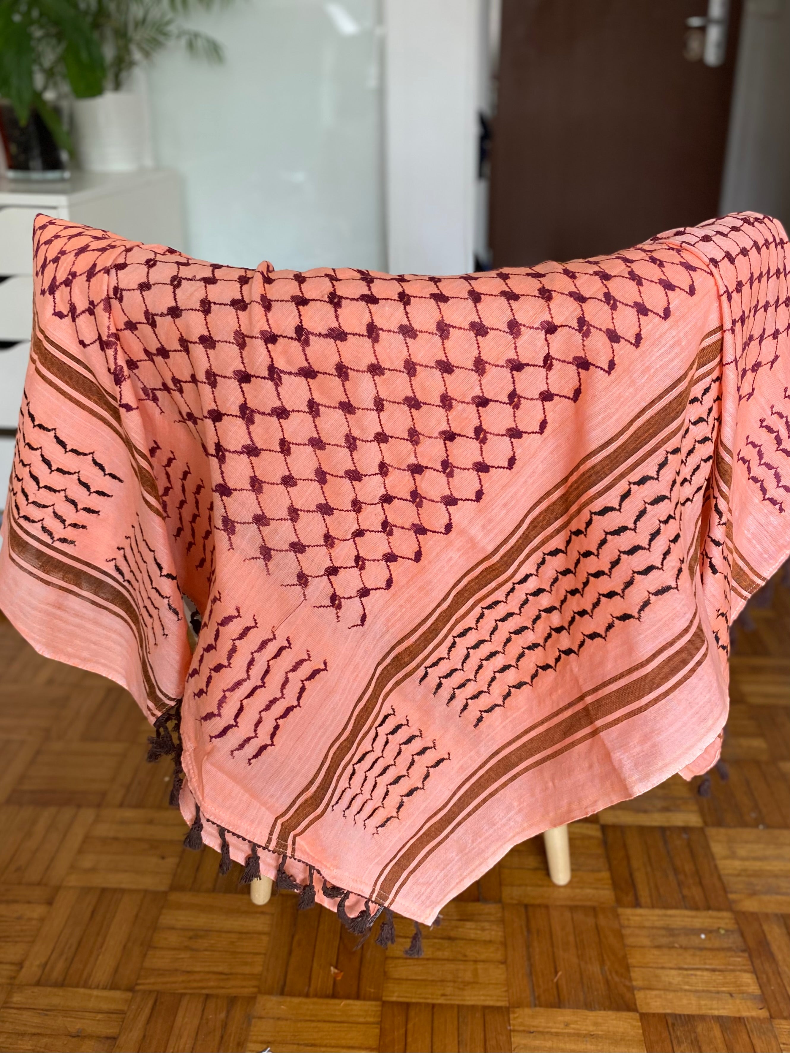 Kiffieh Palestinien authentique saumon