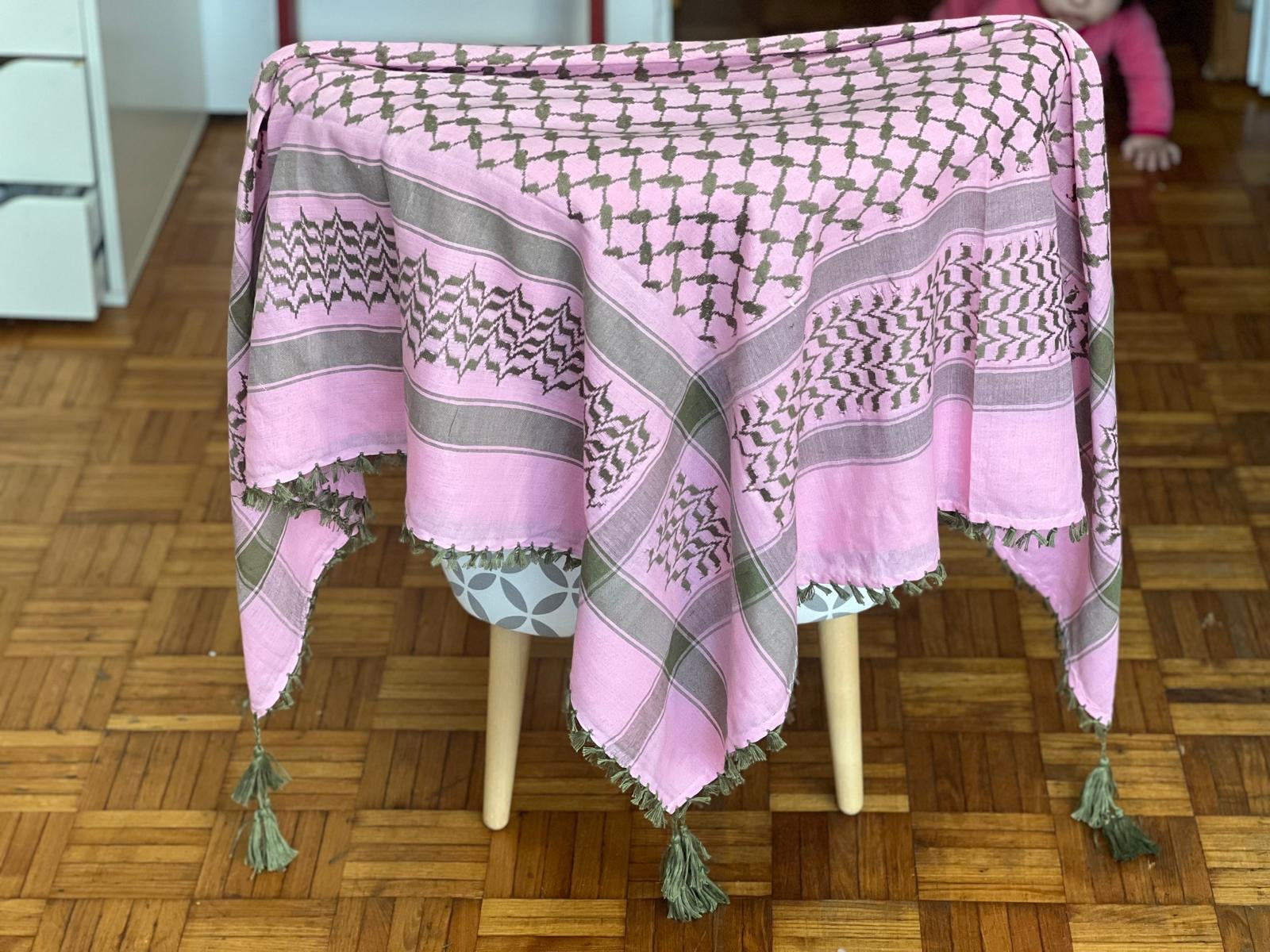 Kiffieh Palestinien bordeaux crème