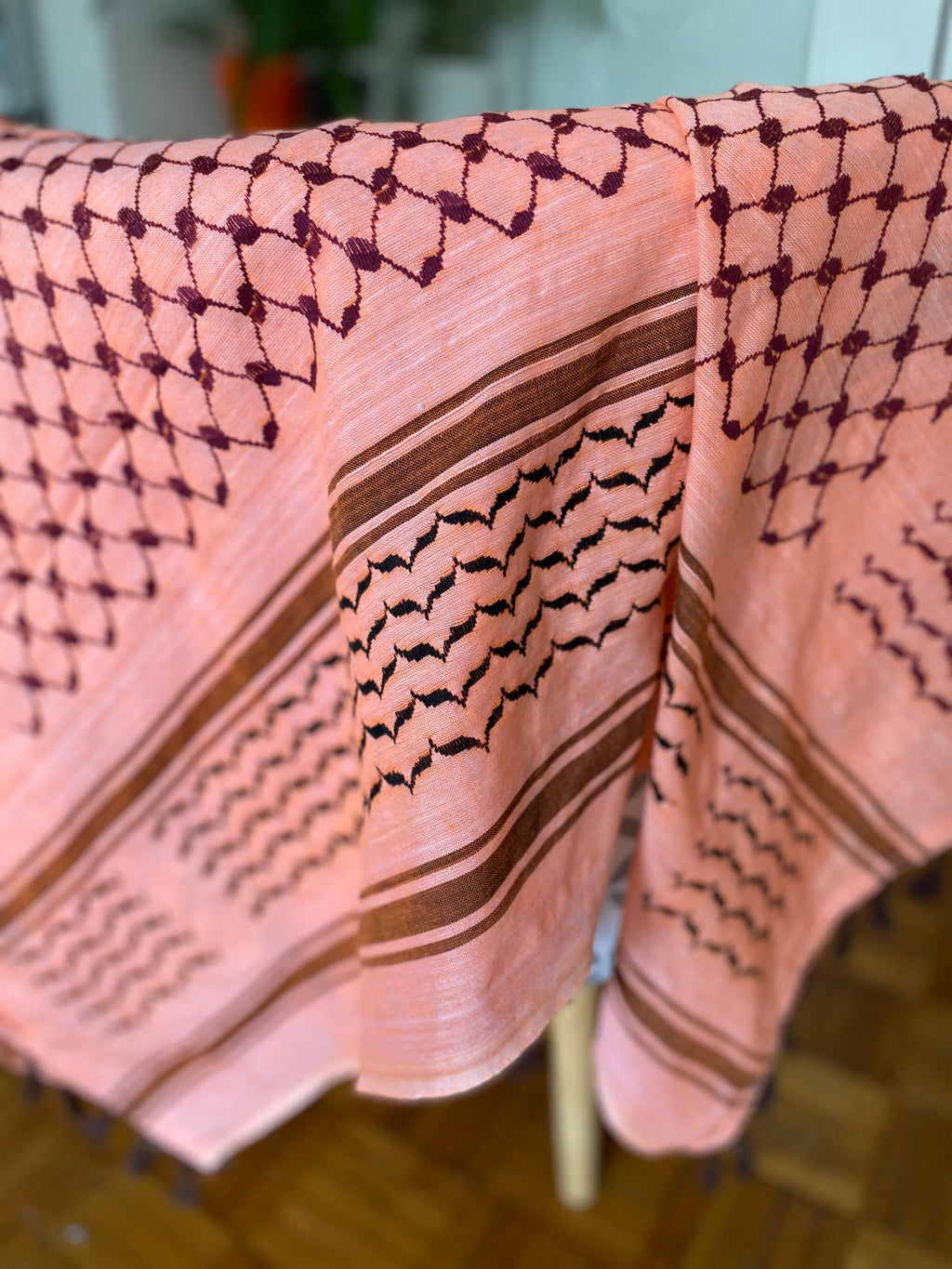 Kiffieh Palestinien authentique saumon