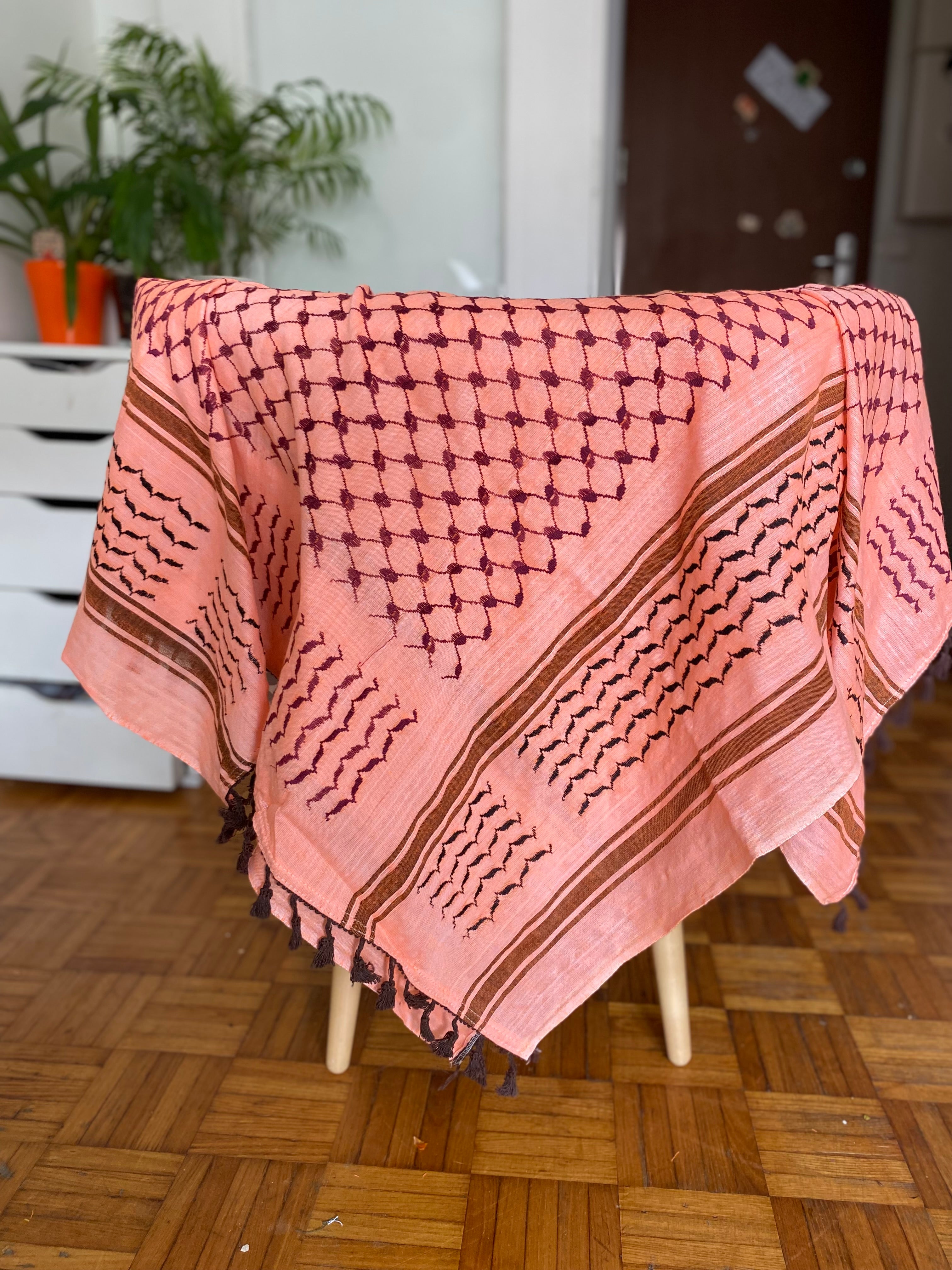 Kiffieh Palestinien authentique saumon