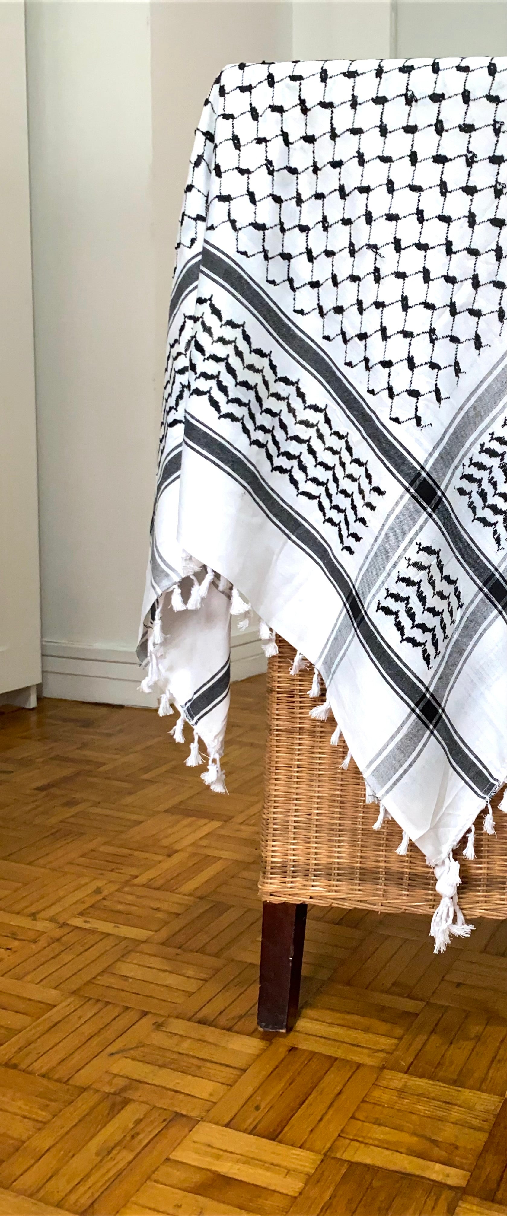 Kiffieh palestinien authentique blanc & noir classique