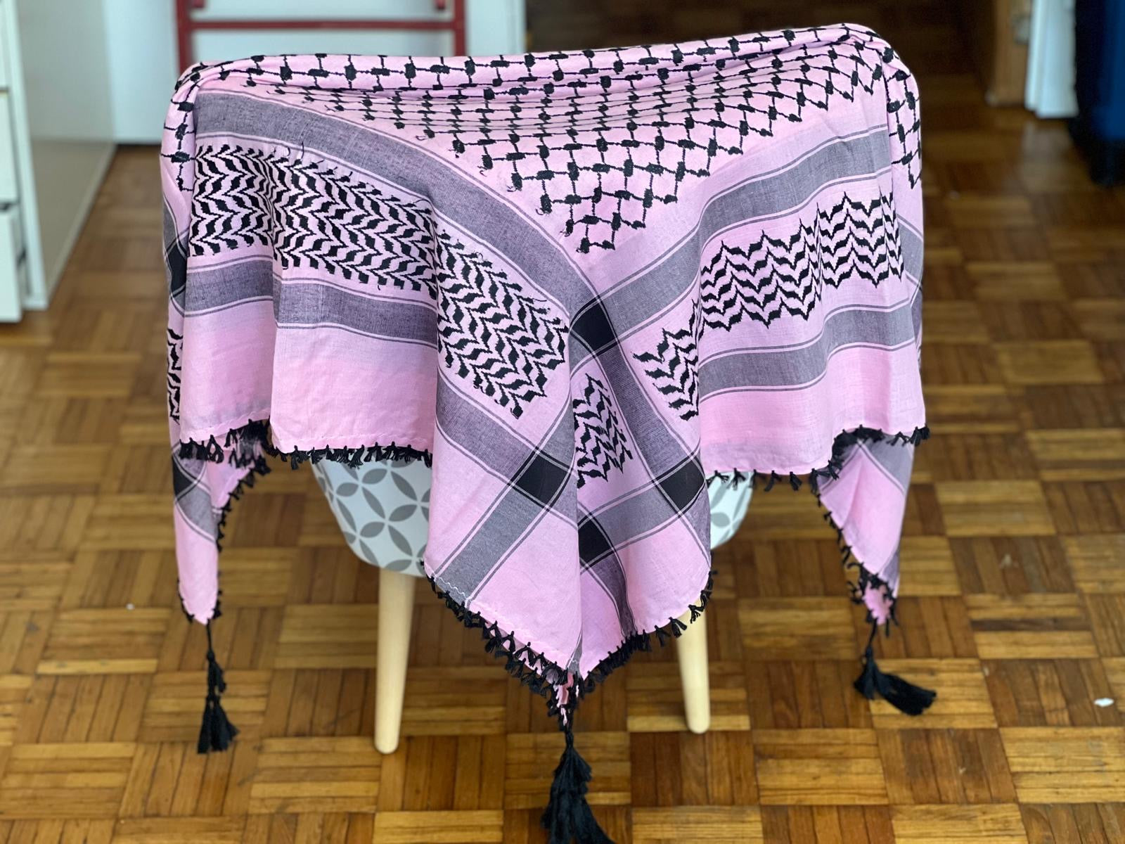 Kiffieh Palestinien bordeaux crème