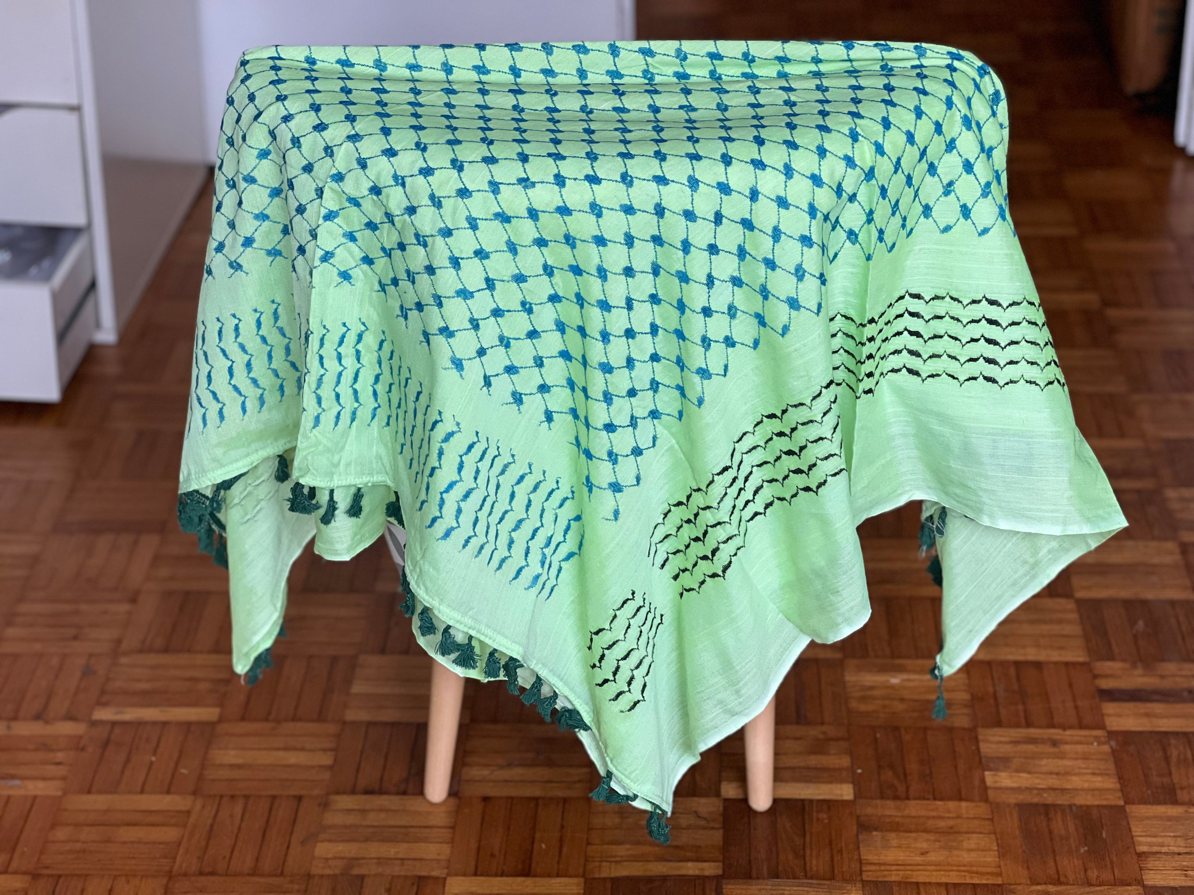 Kiffieh Palestinien authentique vert menthe