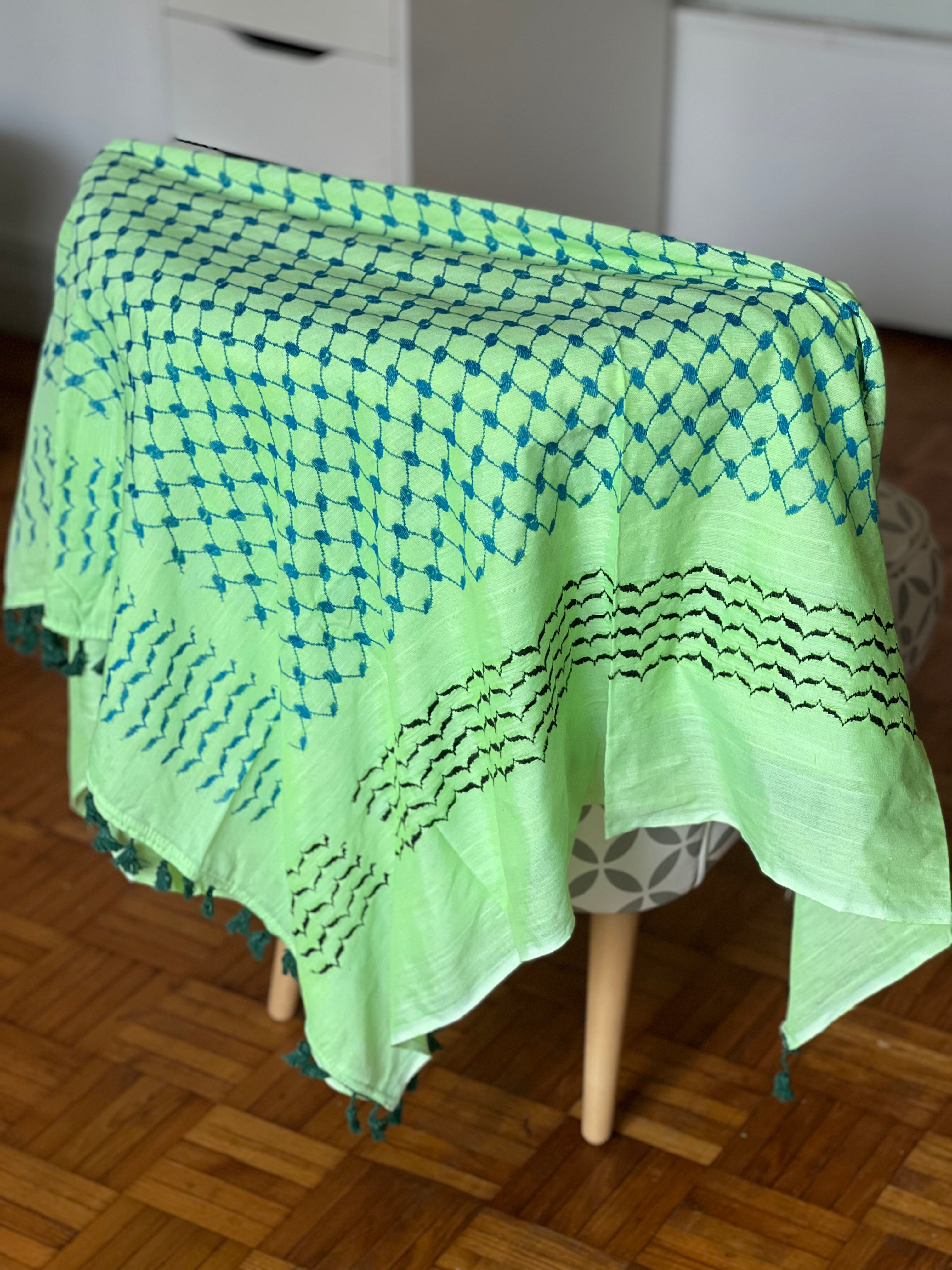 Kiffieh Palestinien authentique vert menthe