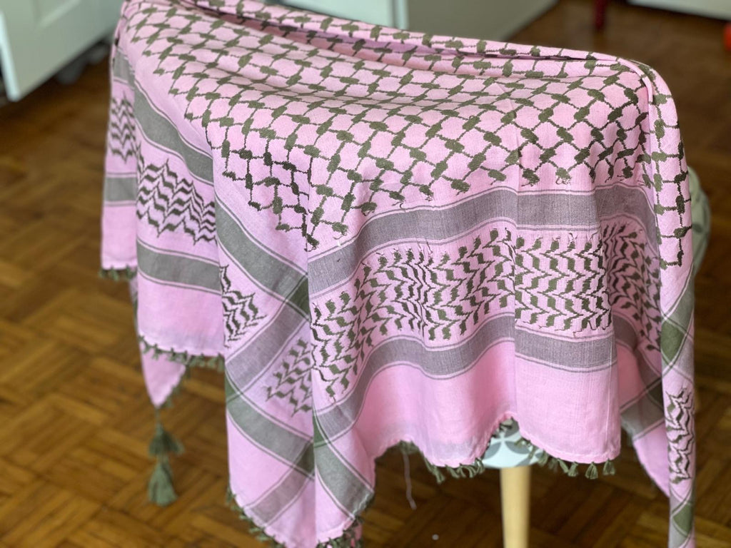 Kiffieh Palestinien bordeaux crème