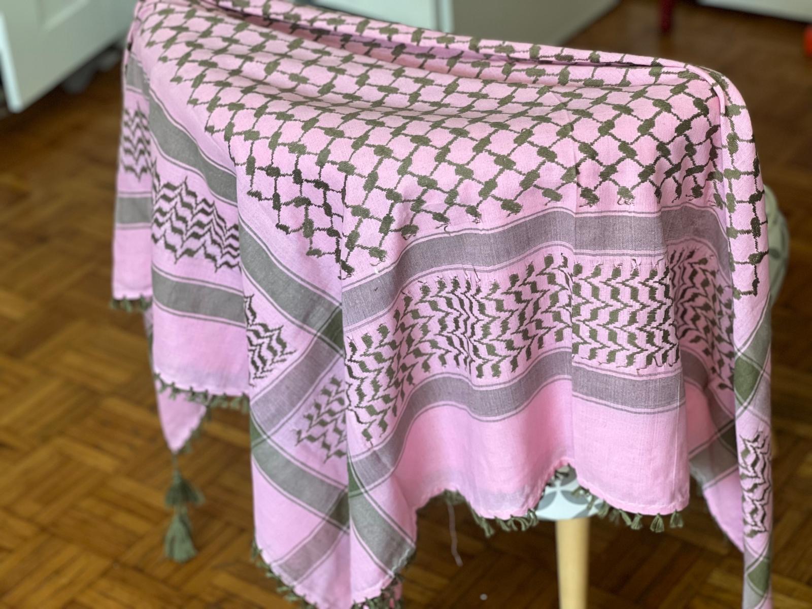 Kiffieh Palestinien bordeaux crème