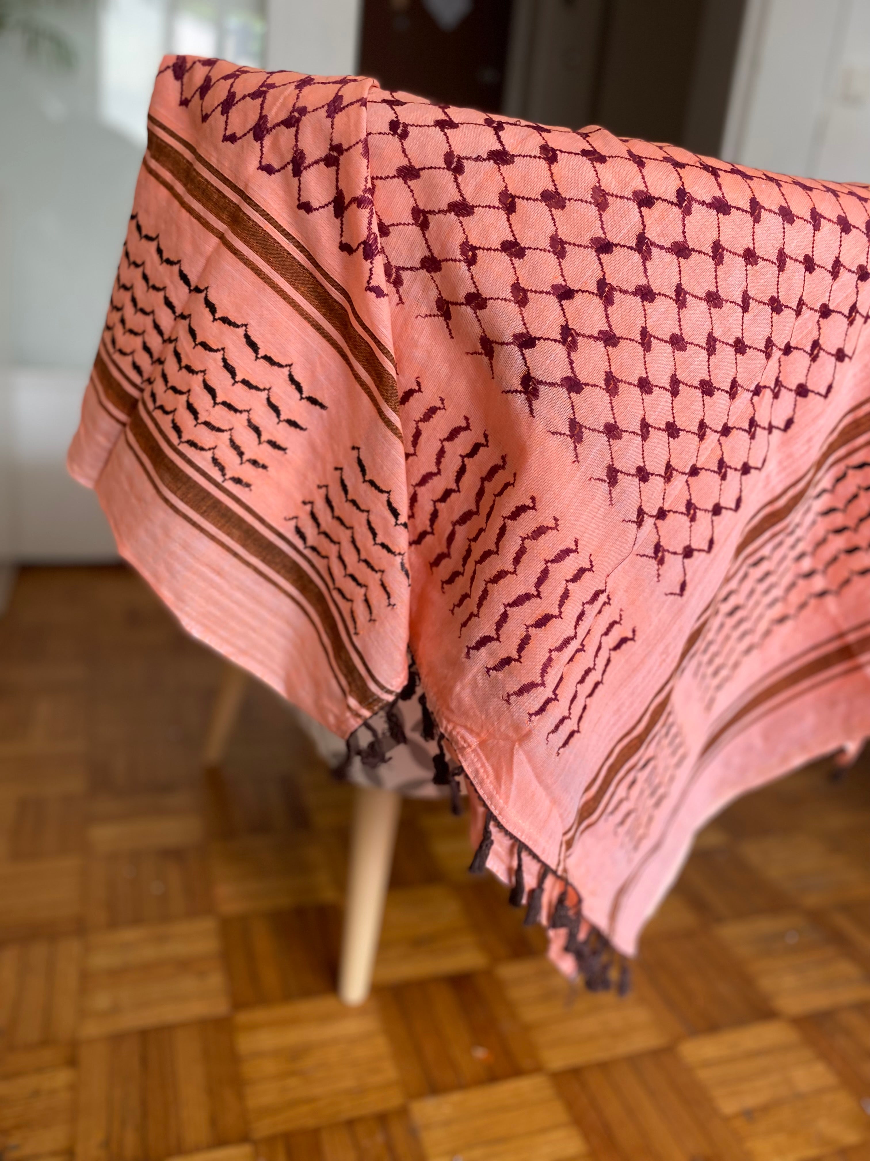 Kiffieh Palestinien authentique saumon