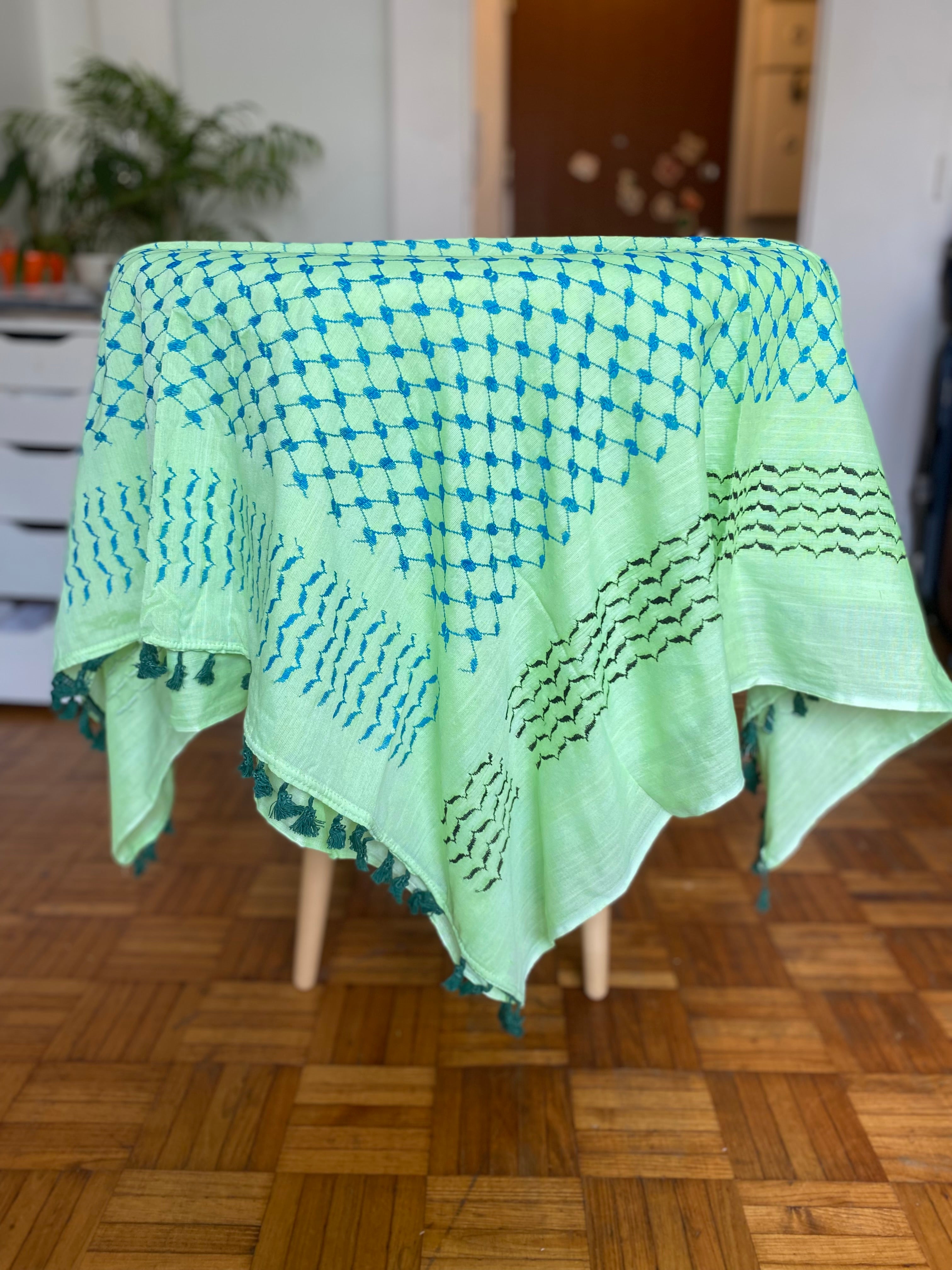 Kiffieh Palestinien authentique vert menthe