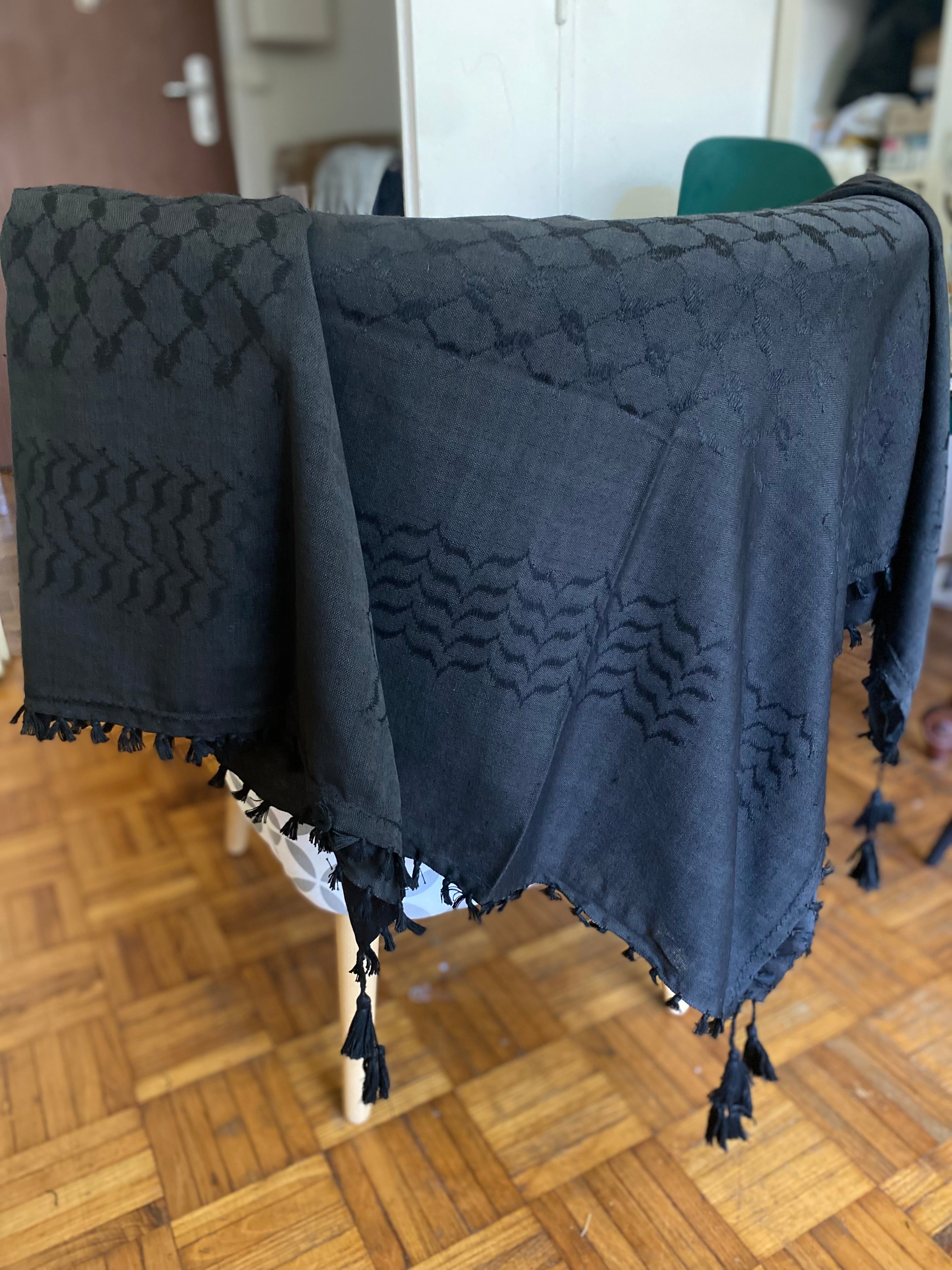 Kiffieh Palestinien authentique noir chic