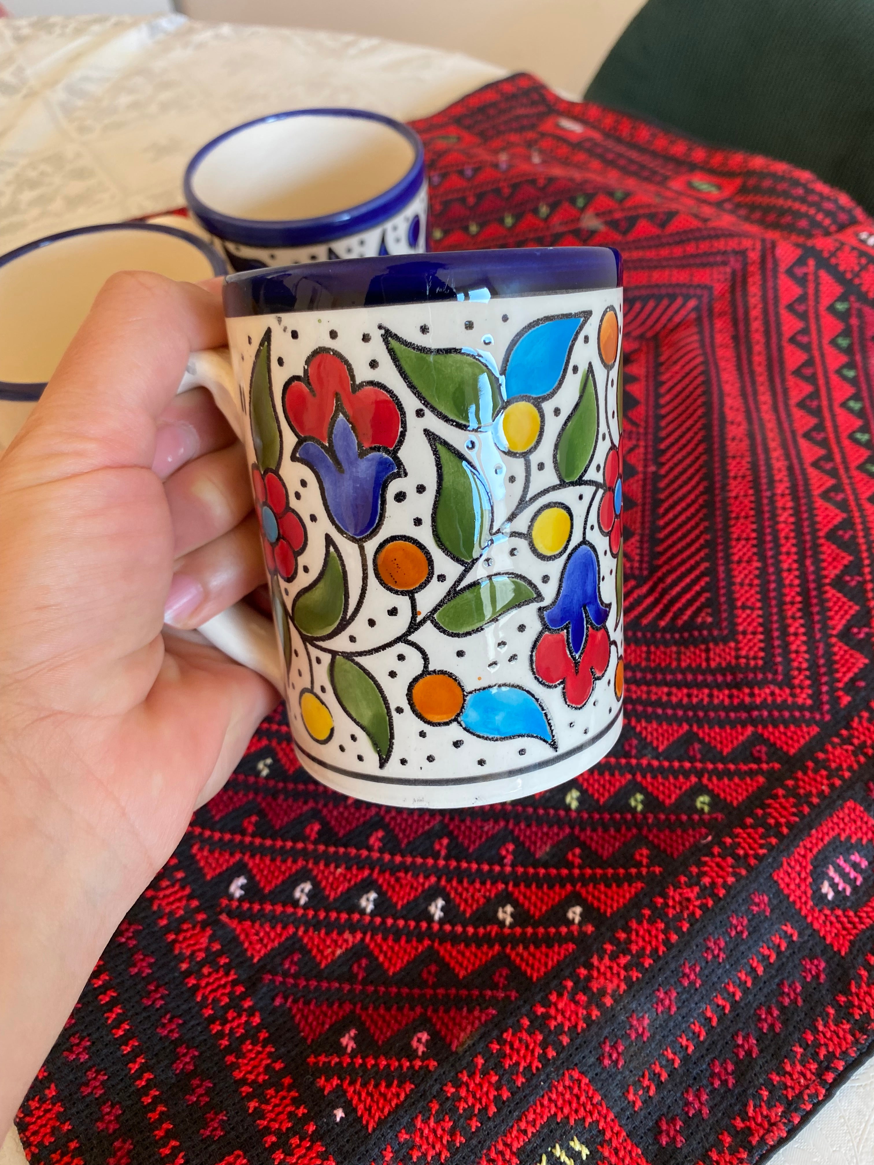 Tasse en céramique fait main – 10 cm, fleurs 1